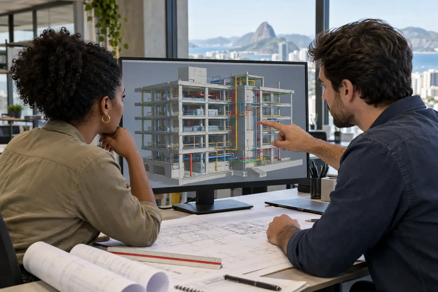 Coordenação de estrutura e instalações em modelo tridimensional
